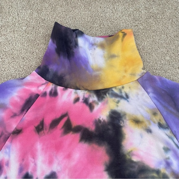 Lush Tie-Dye Colorful Sweatshirt Draw String Waist Tie Sweater Womens Size Small - Picture 3 of 10